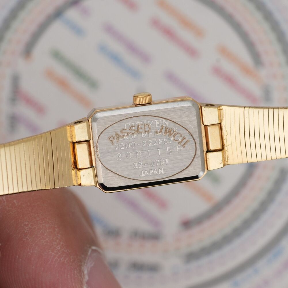 Citizen 2200-222857 Vintage Tank Watch Gold Tone 13mm JWCII sticker New Battery - Picture 3 of 13